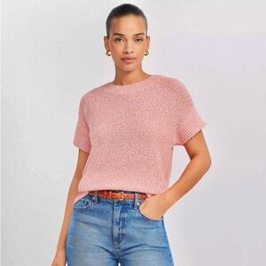 Pink Short Sleeve Sweater Top Sz Med NWT